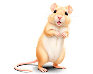 Fototapeta premium Charming Illustration, Adorable Gerbil Standing Upright with a Sweet Smile, Capturing its Playful Nature and Gentle Charm in Exquisite Detail