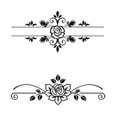 Elegant Black and White Rose Floral Line Art Vector.