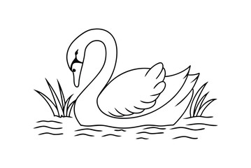 Outline Illustration Of Woman Wearing Hat And Shirt Minimalist Style