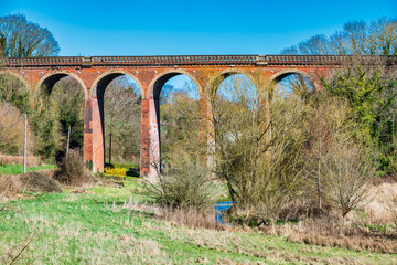 The  nine-arched red-brick viaduct spanning the Dareth Valley located in Eynsford near Dartford in Kent, England
