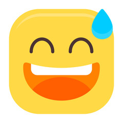 Grinning Face with Sweat Flat Icon