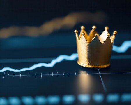 A golden crown placed on top of a stock market graph, representing the prestige of owning highvalue investments