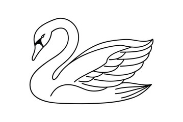 Elegant Swan Vector Illustration Minimalist Line Art On White Background Design