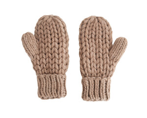 Chunky Knit Mittens in Warm Taupe with Thick Yarn, Cozy Winter Accessories, Handmade Gloves