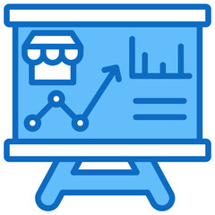 Market Trends Icon Business Opportunity and Planning Management Blue Fill Design Vector Concept