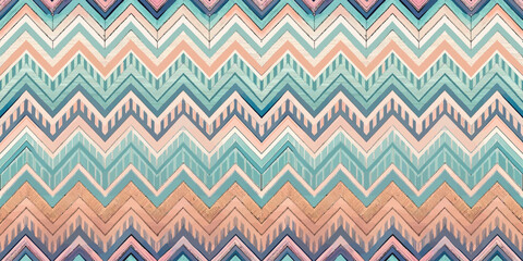 Colorful zigzag pattern in pastel tones with a blend of blue and peach hues.