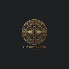 luxury ornament logo line art