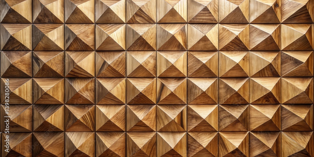Poster Intricate Wooden Geometric Pattern A Seamless Texture of Interlocking Triangular Blocks in Rich Brown Hues