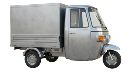 Isolated Silver Delivery Tricycle