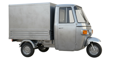 Isolated Silver Delivery Tricycle