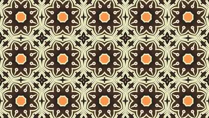 Elegant mandala pattern with floral details in warm brown and orange colors perfect for invitations and backgrounds.