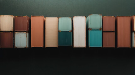 Aerial view of colorful shipping containers on water