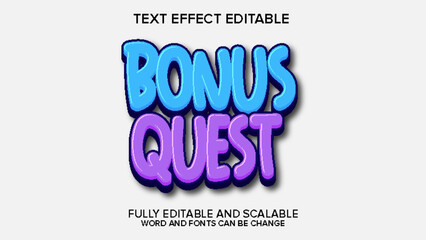 3d text effect bonus quest vector editable