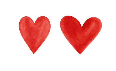 watercolor hearts vector icons. Hand painted water color heart shapes.