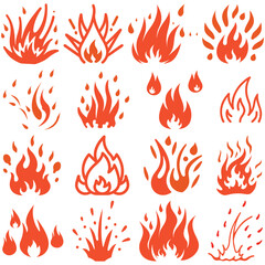 Fire flame. fire flames set, fire splashes, fire flames collection.