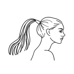 Minimalist Vector Line Art Illustration Of A Woman With Ponytail Hairstyle
