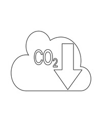 Cloud CO2 icon with thin outline