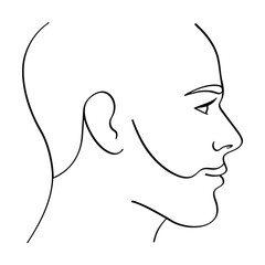Man Profile Silhouette Single Line Drawing Modern Minimalist Style Portrait