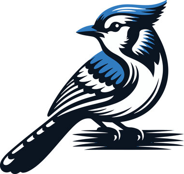 Blue Jay silhouette icon vector illustration on white background