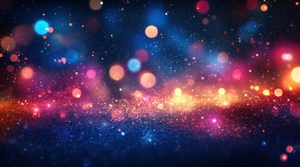 Fototapeta premium Vibrant, colorful bokeh lights on dark background
