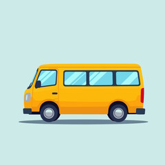 Yellow bus illustration on a pastel background  