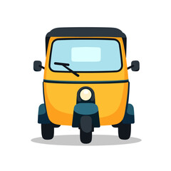Yellow Tuk Tuk Icon Front View on White Background  