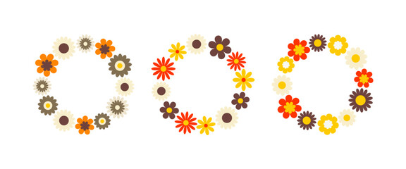 Wreaths with flowers for wedding invitation, greeting cards, invitations, flyers, etc.