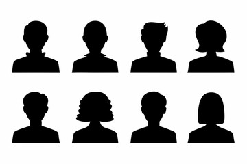 Silhouette Icons of Professional Male and Female Avatars in Business Attire on a White Background