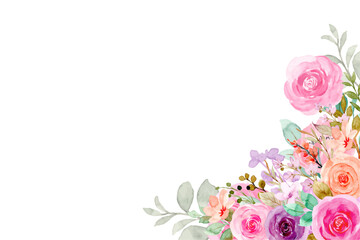 Watercolor flowers background vector for design.
