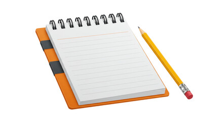 Isolated notebook and pencil
