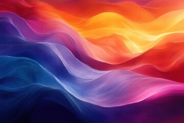Fototapeta premium Vibrant, flowing abstract waves in a gradient of warm and cool colors