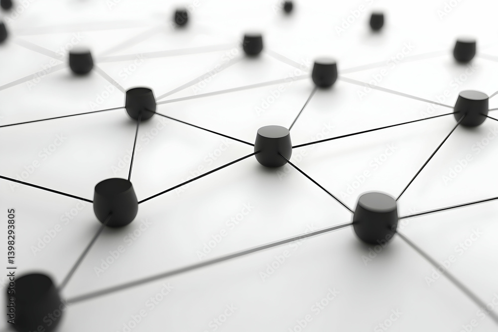 Poster a digital network of interconnected nodes and lines representing the complexity
