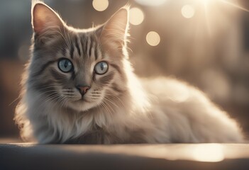 design web banner template simple cat header website portrait eye young animal kitten sun green grass country domestic sunny ray countryside red headline meadow flower background nature cute garden