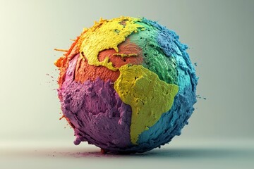 The idea of World Environment and Earth Day is illustrated through a brightly colored globe, accompanied by a setting that promotes eco-friendly living