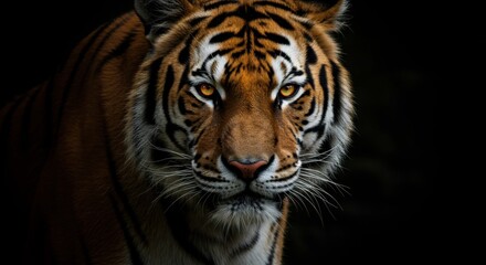 Fototapeta premium Close-up of Bengal Tiger with Glowing Amber Eyes
