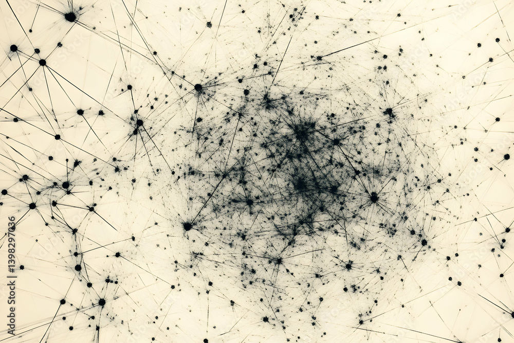 Poster abstract technology background with connected dots and lines forming a global network structure