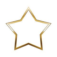 Obraz premium Star gold frame. Isolated luxury five pointed star golden border. Gold star flat frame mockup design element. Vector illustration.