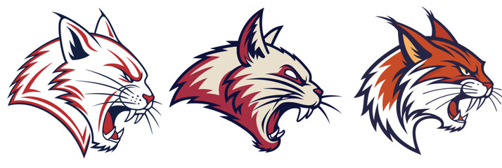 3 cat heads for e sport game gaming gamer team mascot icon logo concept, vector illustration, isolated on background