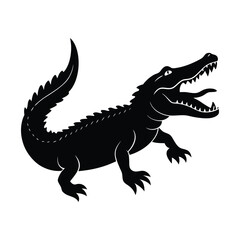 Alligator Silhouette with Open Mouth