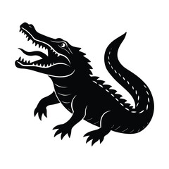 Alligator Silhouette with Open Mouth