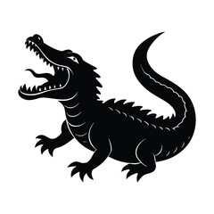 Alligator Silhouette with Open Mouth