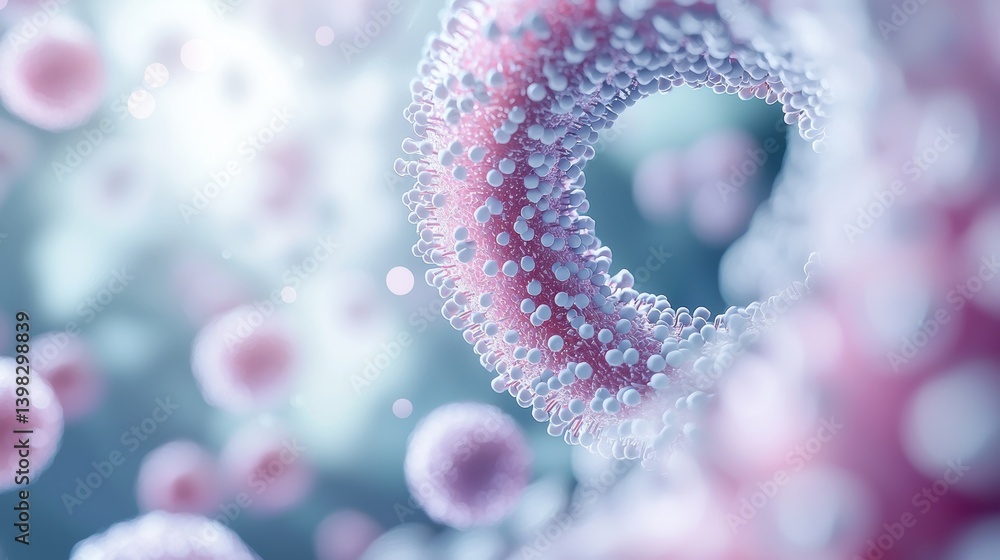 Poster spiral microscopic view of the spiral structure of a virus or bacteria under a high powered microsco