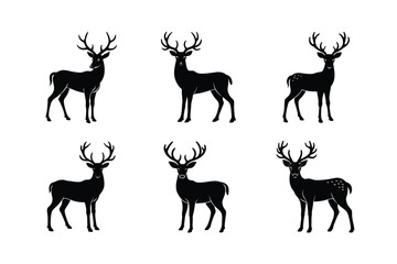deer antlers vector art silhouette