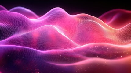 Obraz premium Abstract wavy digital landscape of glowing particles