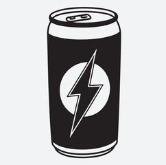 slim energy drink can with a lightning silhouette vector art illustration