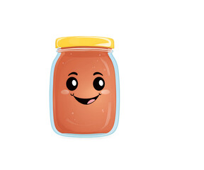 Delightful Jelly Jar Illustration, A Charming and Playful Depiction of a Happy Glass Container with a Smiling Face, Perfect for Children's Content