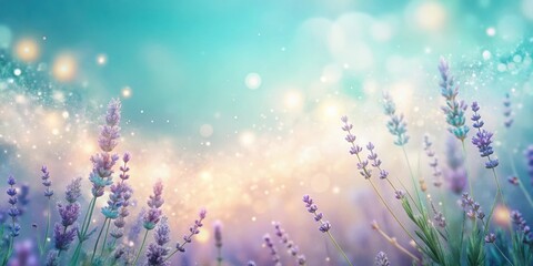 Enchanted Lavender Field at Dawn A Serene and Dreamlike Floral Scene with Soft Light and Sparkling Dust