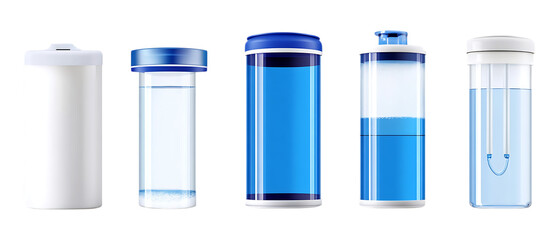 Pack of Water Filters Set Against Transparent Background for Home or Health Projects