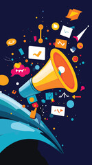 Naklejka premium Brand Promotion Through Creative Megaphone Design, Branding
