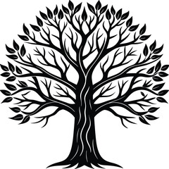 Obraz premium silhouette of tree silhouette vector on white background.
